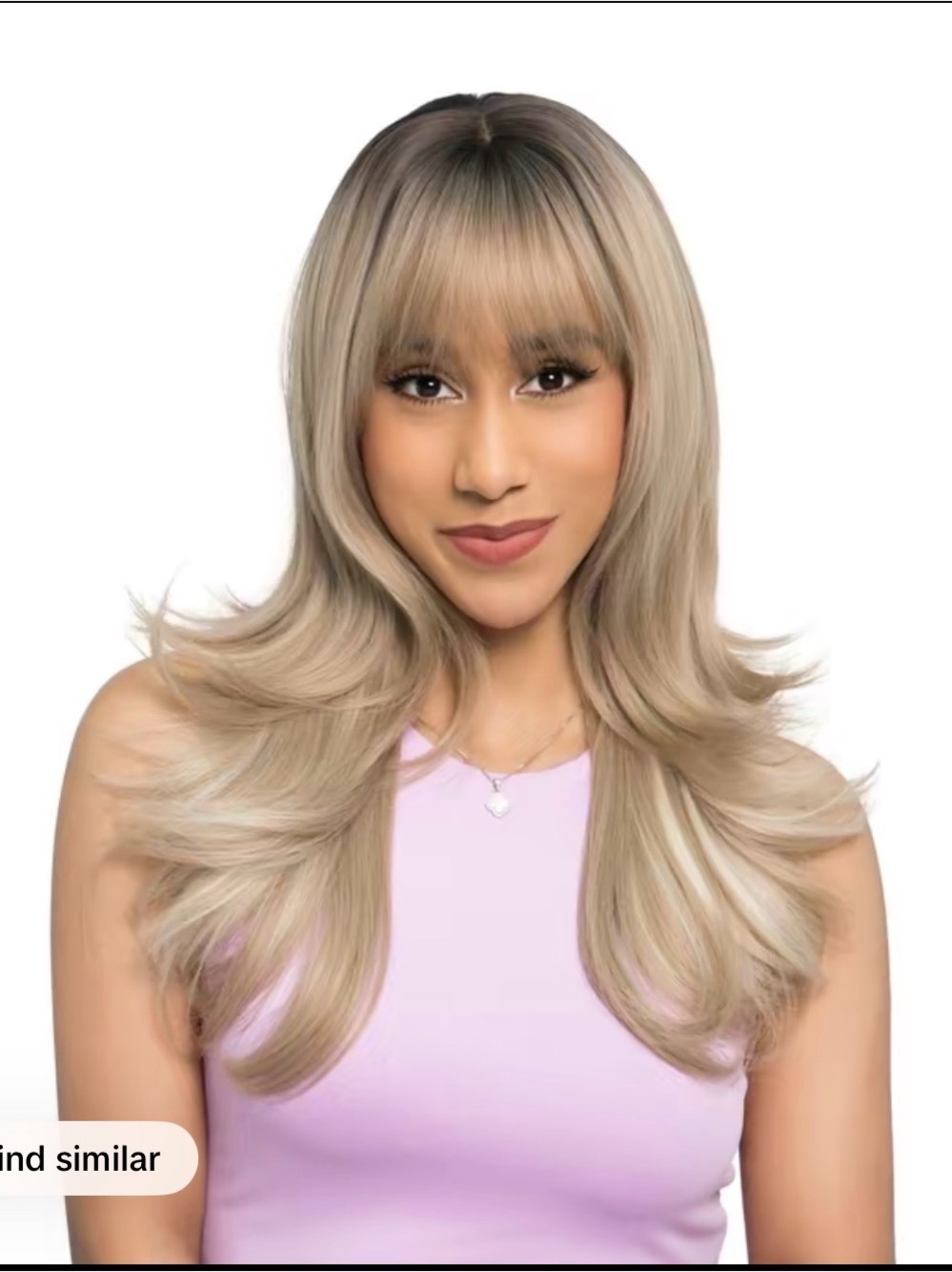 Blonde Layered Wig with Bangs - Natural Ash Blonde